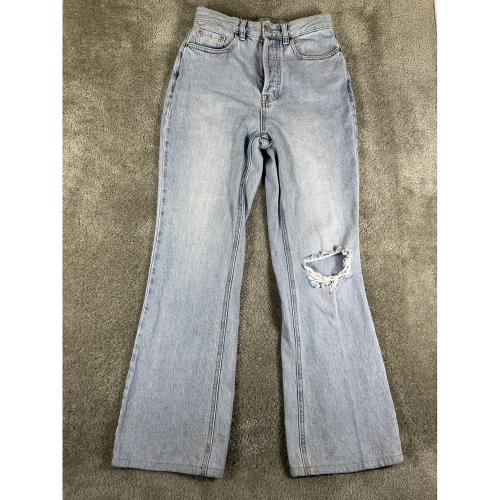 PacSun High Rise Bootcut Jeans Light Wash Distressed Button Fly 26 860BT210679